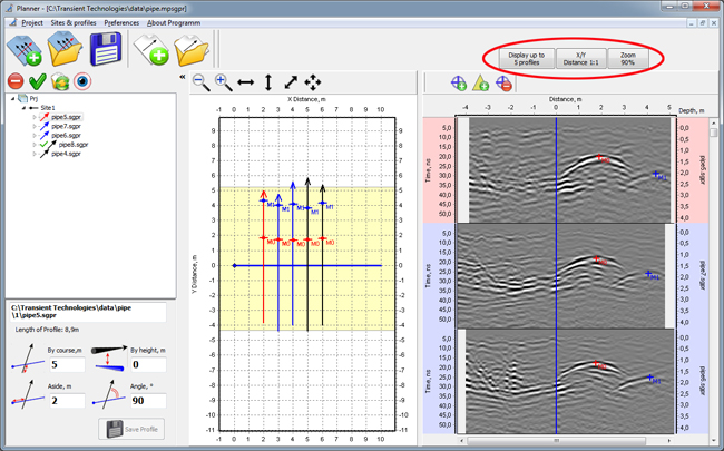 Interface of Planner program for VIY3 GPR