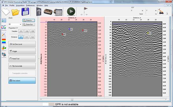 Synchro software, horizontal position of GPR channels