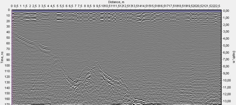 GPR profile of ice in Antarctica using VIY3 ground penetrating radar