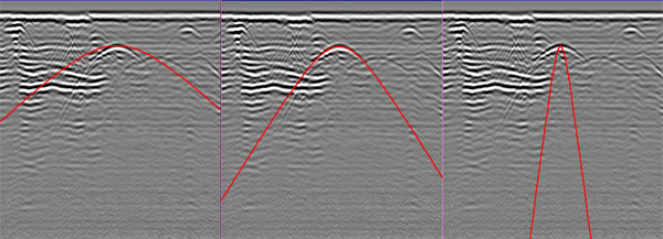 Using Hyperbola function for wave speed mesuring